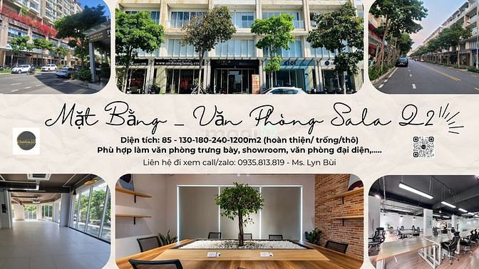 Cho thuê văn phòng sàn lớn 130m2 giá 110 triệu/tháng tại KĐT Sala Q2