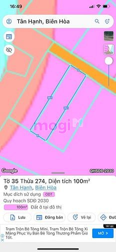 Bán 100m2 Thổ Cư Giá 1Tỷ7 Đường Xe Hơi. Tân Hạnh, Tp Biên Hoà