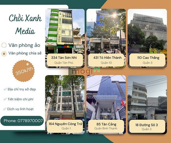 Cho thuê địa điểm trụ sở kinh doanh các Quận TPHCM chỉ từ 12k/ngày