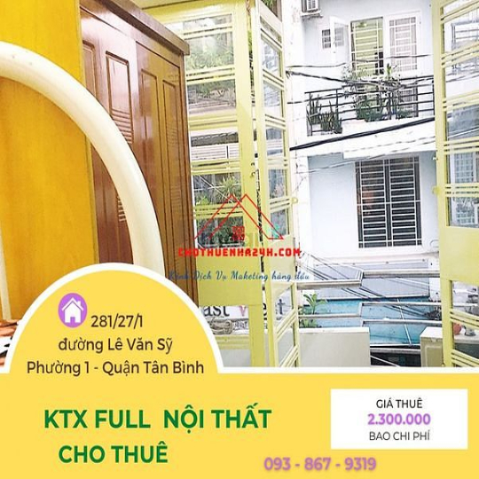 Phòng KTX Cho Thuê Full Nội Thất có ban Công Lê Văn Sỹ, Q.Tân Bình