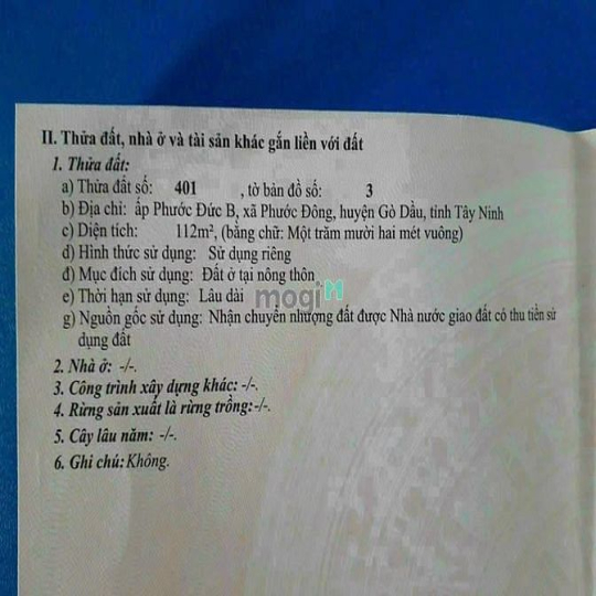 * ĐẤT KHU CÔNG NGHIỆP PHƯỚC ĐÔNG * Ấp Phước Đức B, xã Phước Đông, GD