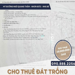 Cho Thuê GẤP Đất Trống (2073m2) Làm Kho Bãi, Xưởng Sản Xuất Nhà Bè