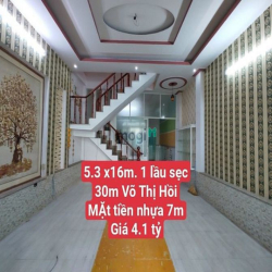 NHÀ LẦU MẶT TIỀN NHỰA 5,3 x 16m Dãy Nhà Lầu Võ Thị Hồi, Trần Văn Mười