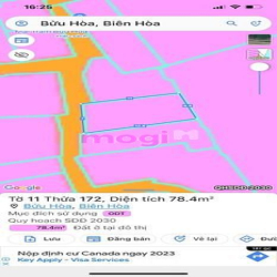 Bán 79m2 Đất full Thổ Cư Đối Diện Chợ Bửu Hoà. Giá Chỉ 1Tỷ 500Triệu