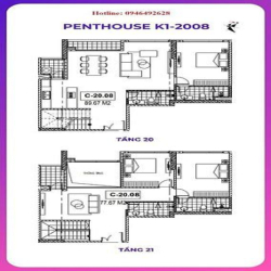 Căn hộ Penhouse, view hồ điều hoà 22ha, DT 167m2, giá chỉ 46.7tr/m2