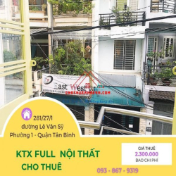 Phòng KTX Cho Thuê Full Nội Thất có ban Công Lê Văn Sỹ, Q.Tân Bình