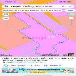 Bán đất mặt tiền Võ Thị Sáu có sẳn GP xây chung cư thương mại; 2500m2