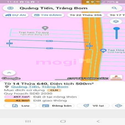 Bán 500m xã Quảng Tiến, huyện Trảng Bom