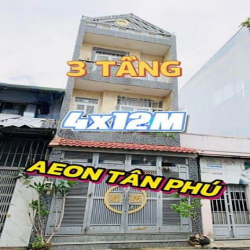 ☘️3 TẦNG, ngay AEON TÂN PHÚ, (4x12M) hẻm 6M, 4.59 tỷ🌙