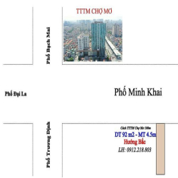 Nhà cấp 4 - MP Minh Khai - 92m2 - MT 4.5m - Vuông đẹp - Giá 41 tỷ