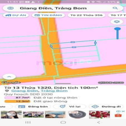 Bán lô đất thổ cư, xã Giang Điền, huyện Trảng Bom, tỉnh Đồng Nai