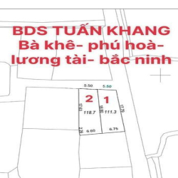 Bán lô đất 118m2, MT 5.5m tại Bà Khê, Phú Hòa, Lương Tài, Bắc Ninh