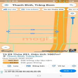 Bán 1007m, Mặt Tiền đường nhựa, xã Thanh Bình, huyện Trảng Bom