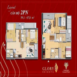 ⭐️ TOP 3: CĂN 2PN “Glory Heights” GIÁ TỐT - VIEW ĐẸP Mở Bán T9 - 2023