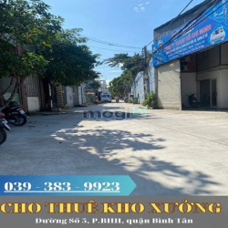 Cho Thuê KHO XƯỞNG (12m x 24m) Đường Số 5, P.BHH, quận Bình Tân