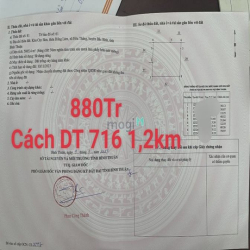 Bán 5865m2 đất hoà thắng vuông chỉ 880tr, cách ĐT 716 1,2km miễn TG