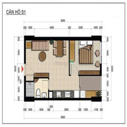 Bán CH Centana 1PN, 1WC, DT 44m2, hướng Đông Nam