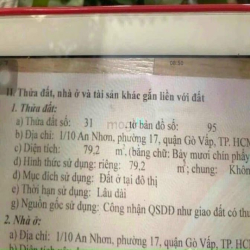 Bán nhà rẻ hẻm xe hơi (4,2x19) 1/10 AN NHƠN p17 Gò Vấp (K26 Nguyễn Oah